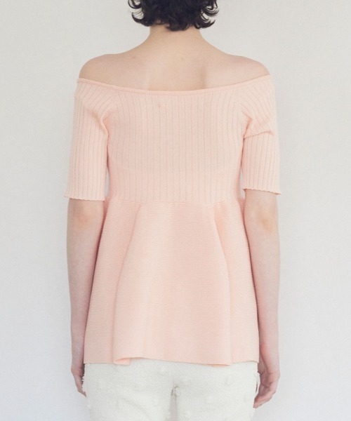HONEY MI HONEY(ハニーミーハニー)の「boat neck rib knit tunic(チュニック・レディース・コーラル/ホワイト/ブラック・FREE)」の11枚目の写真