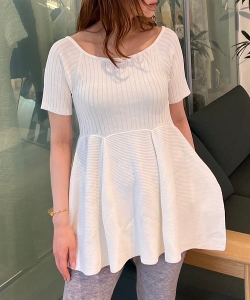 boat neck rib knit tunic HONEYMIHONEY