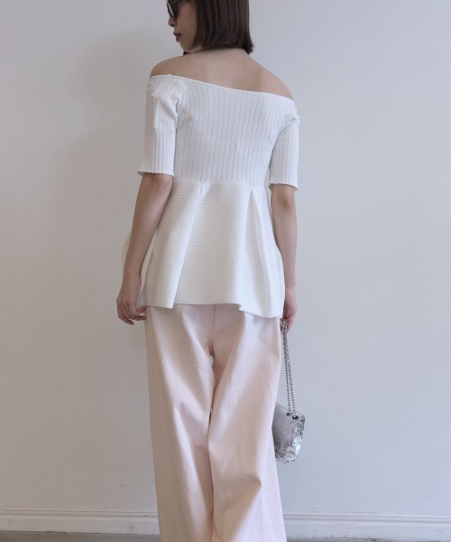 HONEY MI HONEY(ハニーミーハニー)の「boat neck rib knit tunic(チュニック・レディース・コーラル/ホワイト/ブラック・FREE)」の19枚目の写真