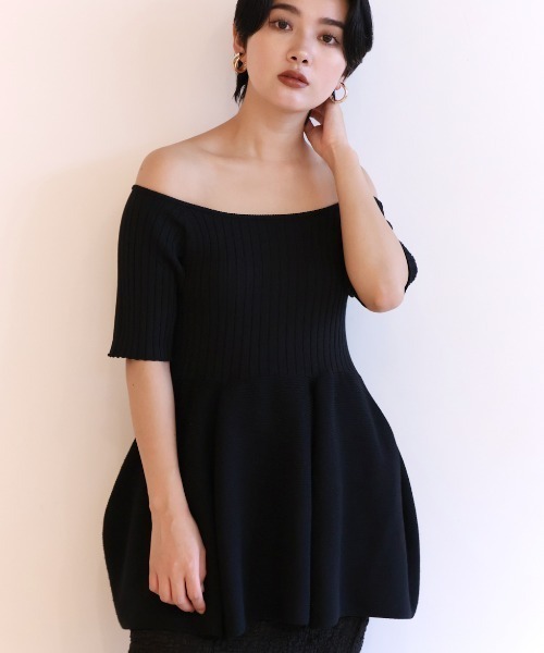HONEY MI HONEY(ハニーミーハニー)の「boat neck rib knit tunic(チュニック・レディース・コーラル/ホワイト/ブラック・FREE)」の20枚目の写真