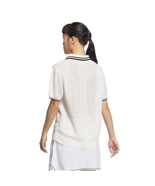 adidas（アディダス）の「アディダス adidas ビヨンド ザ コース ルーズ スキッパー ニットボックスシルエット 半袖ポロ（ポロシャツ・レディース・ブラック/ホワイト・M/L/XL）」の5枚目の写真