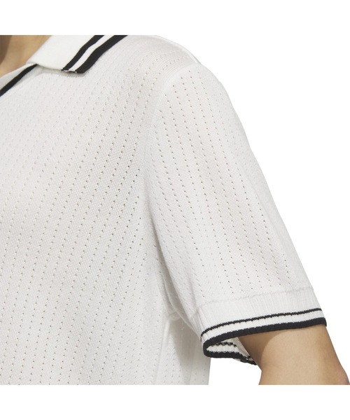 adidas（アディダス）の「アディダス adidas ビヨンド ザ コース ルーズ スキッパー ニットボックスシルエット 半袖ポロ（ポロシャツ・レディース・ブラック/ホワイト・M/L/XL）」の7枚目の写真