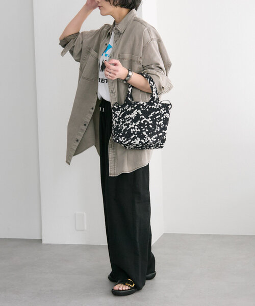 FEEL AND TASTE(フィールアンドテイスト)の「【FEEL AND TASTE(フィールアンドテイスト)】weaving minibucket Nylon/ミニバケットバッグ(トートバッグ・レディース・ブラック/ライトグレー/イエロー・FREE)」の22枚目の写真