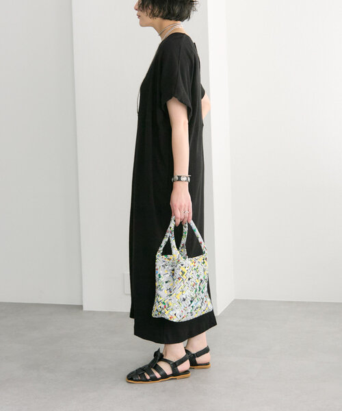 FEEL AND TASTE(フィールアンドテイスト)の「【FEEL AND TASTE(フィールアンドテイスト)】weaving minibucket Nylon/ミニバケットバッグ(トートバッグ・レディース・ブラック/ライトグレー/イエロー・FREE)」の7枚目の写真