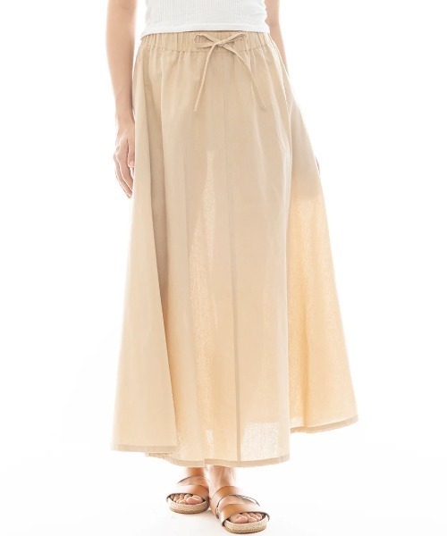 BILLABONG(ビラボン)の「BILLABONG レディース LONG FLARE SKIRT スカート 【2025年春夏モデル】/ビラボンウエストゴムドローコード付きスカート(スカート・レディース・ベージュ/インディゴブルー/ブラック系その他・MEDIUM)」の2枚目の写真