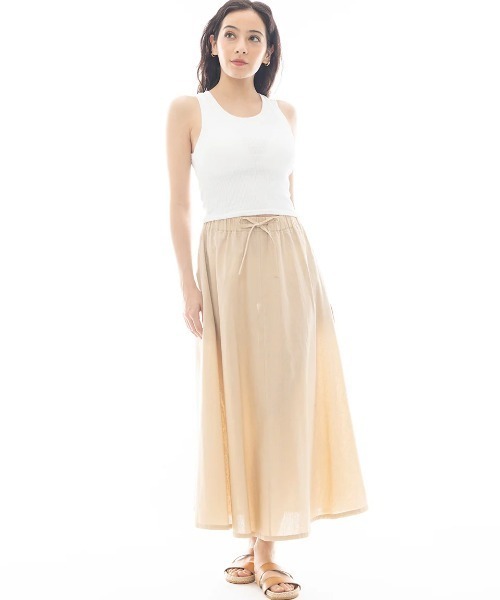 BILLABONG(ビラボン)の「BILLABONG レディース LONG FLARE SKIRT スカート 【2025年春夏モデル】/ビラボンウエストゴムドローコード付きスカート(スカート・レディース・ベージュ/インディゴブルー/ブラック系その他・MEDIUM)」の5枚目の写真