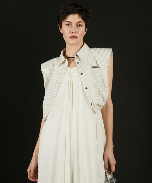 PRANK PROJECT(プランクプロジェクト)の「ノースリチェックショートシャツ / Sleeveless Check Short Shirt(シャツ/ブラウス・レディース・ホワイト/ブラック・FREE)」の10枚目の写真