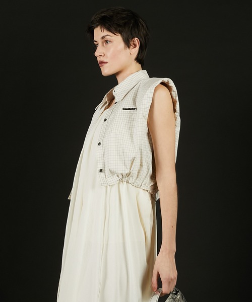 PRANK PROJECT(プランクプロジェクト)の「ノースリチェックショートシャツ / Sleeveless Check Short Shirt(シャツ/ブラウス・レディース・ホワイト/ブラック・FREE)」の9枚目の写真