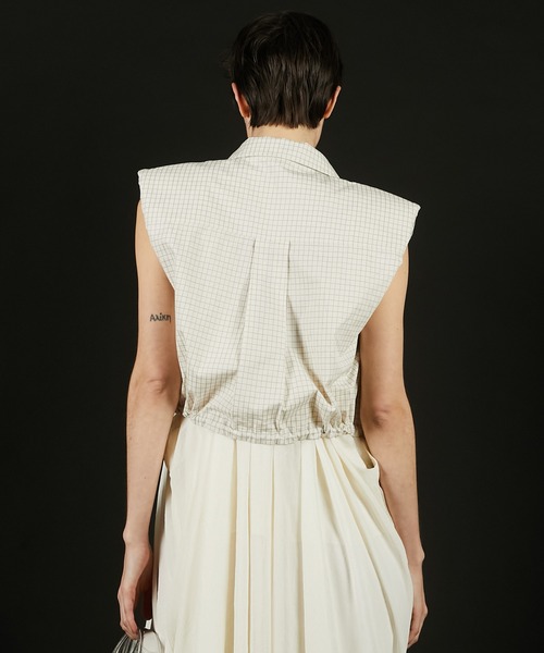 PRANK PROJECT(プランクプロジェクト)の「ノースリチェックショートシャツ / Sleeveless Check Short Shirt(シャツ/ブラウス・レディース・ホワイト/ブラック・FREE)」の8枚目の写真