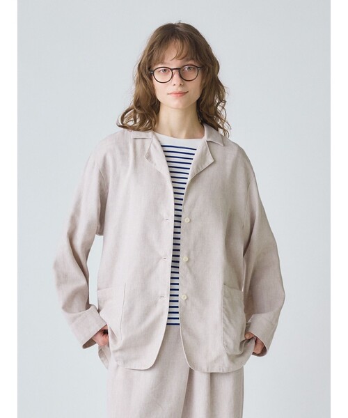 MidiUmi（ミディウミ）の「MidiUmi ノーザンリネンシャツジャケット（ダウンジャケット/コート・レディース・グレー/ネイビー・FREE）」の6枚目の写真