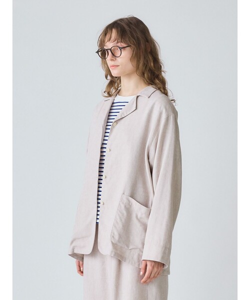 MidiUmi（ミディウミ）の「MidiUmi ノーザンリネンシャツジャケット（ダウンジャケット/コート・レディース・グレー/ネイビー・FREE）」の7枚目の写真