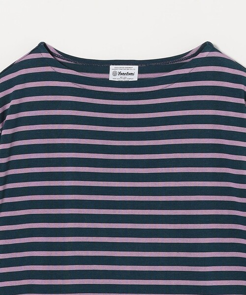 Camoshita(カモシタ)の「<Yonetomi for Camoshit> シルク ボートネック ボーダーニット(ニット/セーター・メンズ・ダークグリーン/ブラック/ネイビー・2/3/4)」の5枚目の写真