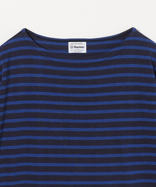 Camoshita(カモシタ)の「<Yonetomi for Camoshit> シルク ボートネック ボーダーニット(ニット/セーター・メンズ・ダークグリーン/ブラック/ネイビー・2/3/4)」の9枚目の写真