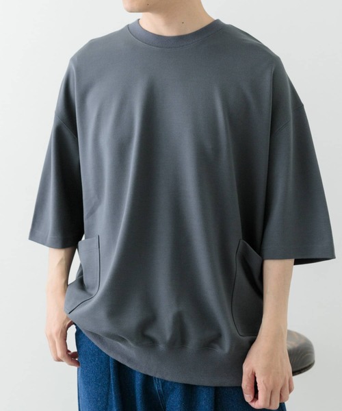 ITEMS URBANRESEARCH（アイテムズ アーバンリサーチ）の「サイドストレージ半袖ポンチTops（Tシャツ/カットソー・メンズ・カーキ/ダークグレー/ベージュ/ブラック・MEDIUM/LARGE）」の3枚目の写真