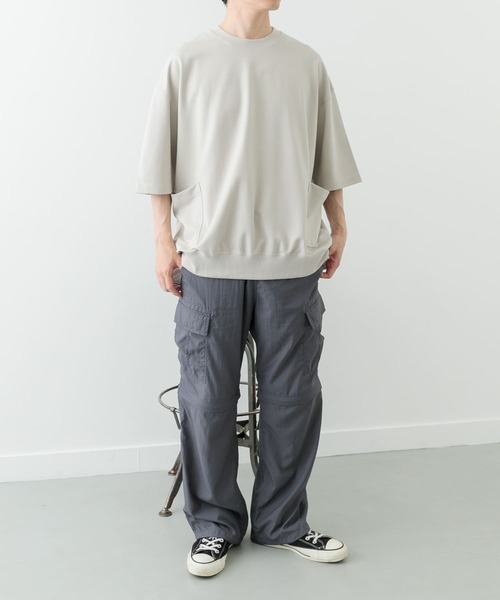 ITEMS URBANRESEARCH（アイテムズ アーバンリサーチ）の「サイドストレージ半袖ポンチTops（Tシャツ/カットソー・メンズ・カーキ/ダークグレー/ベージュ/ブラック・MEDIUM/LARGE）」の9枚目の写真