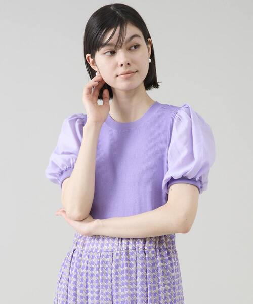 Tiara(ティアラ)の「シアースリーブニット(ニット/セーター・レディース・パープル/ブラック/ホワイト・FREE)」の10枚目の写真