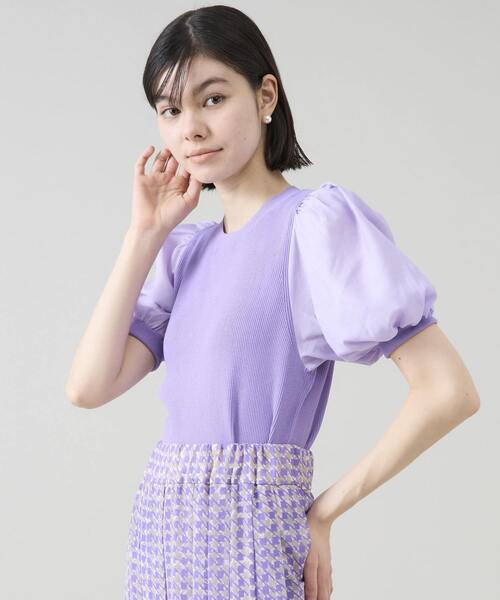 Tiara(ティアラ)の「シアースリーブニット(ニット/セーター・レディース・パープル/ブラック/ホワイト・FREE)」の11枚目の写真