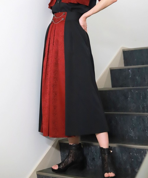 axes femme（アクシーズファム）の「ジャカード×プリーツスカート（スカート・レディース・ネイビー/グリーン/ブラック/ダークグリーン・FREE）」の2枚目の写真