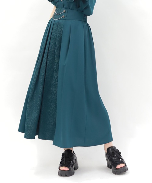 axes femme（アクシーズファム）の「ジャカード×プリーツスカート（スカート・レディース・ネイビー/グリーン/ブラック/ダークグリーン・FREE）」の5枚目の写真