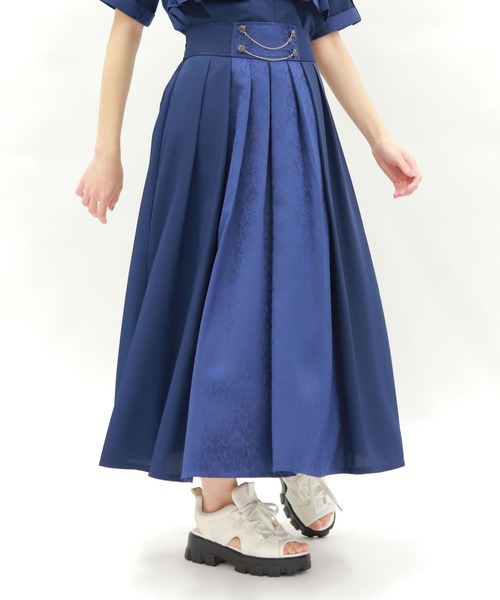 axes femme（アクシーズファム）の「ジャカード×プリーツスカート（スカート・レディース・ネイビー/グリーン/ブラック/ダークグリーン・FREE）」の8枚目の写真