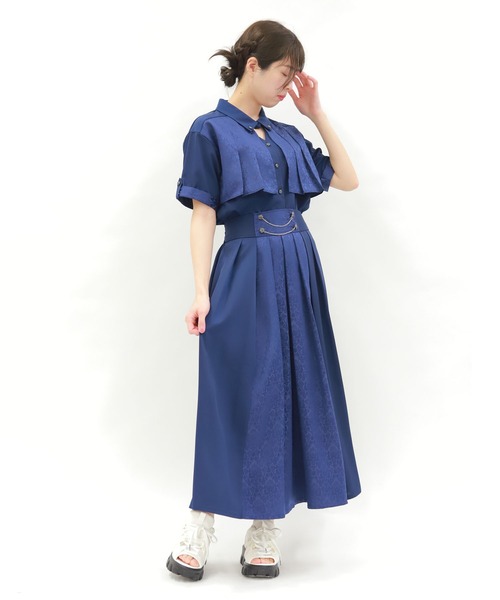 axes femme（アクシーズファム）の「ジャカード×プリーツスカート（スカート・レディース・ネイビー/グリーン/ブラック/ダークグリーン・FREE）」の6枚目の写真