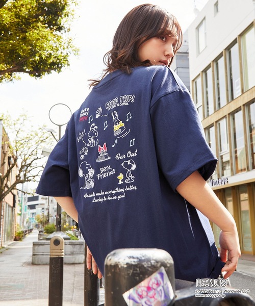 スヌーピー オーバーサイズTシャツ ネイビー セール】【PEANUTS / SNOOPY】別注 ピーナッツ スヌーピー
