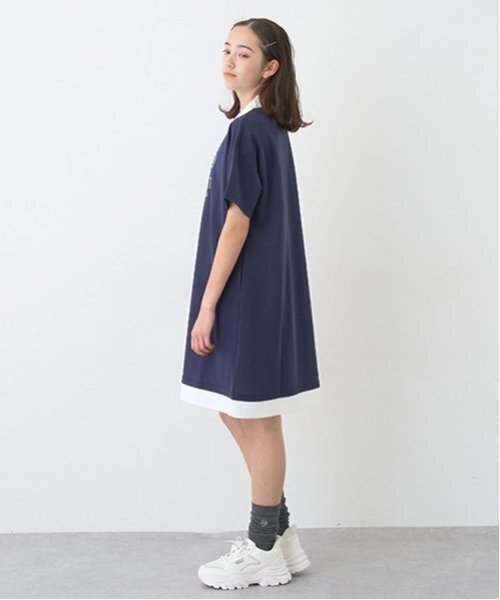 セール】【ニコ☆プチ掲載】スキッパー衿スムースワンピース