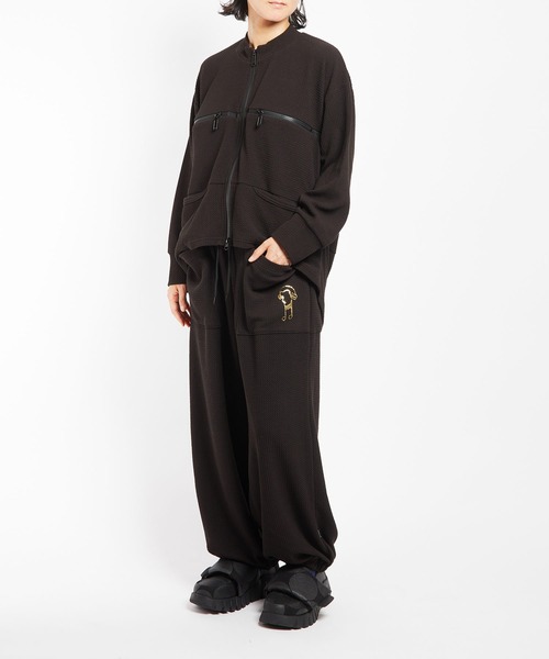 gomme（ゴム）の「フライトジャージー　リラックスパンツ（スウェットパンツ・レディース・グレー/ネイビー/ブラック・MEDIUM）」の9枚目の写真