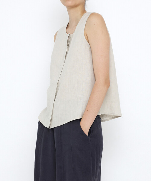 キャピタル kapital リネン ノースリーブ チュニック ブラウス XS