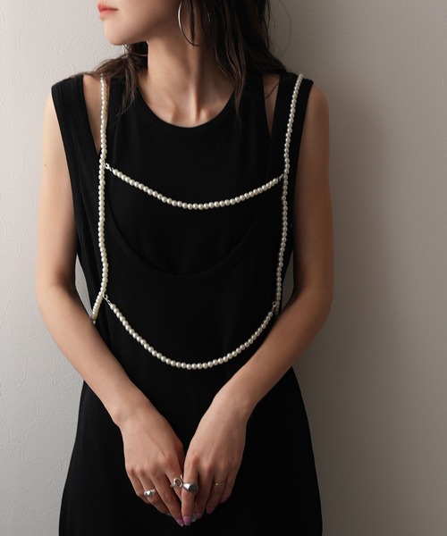 bohmal（ボマール）の「パール＆ビーズハーネス（キャミソール・レディース・シルバー/ホワイト・FREE）」の12枚目の写真