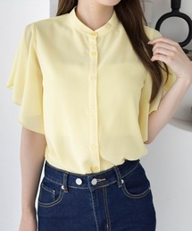 CLEAR BASIC | 袖フリル半袖楊柳ブラウス[オフィスカジュアル 着回し抜群 大人]≪SS新作≫(シャツ/ブラウス)