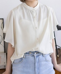 CLEAR BASIC | 袖フリル半袖楊柳ブラウス[オフィスカジュアル 着回し抜群 大人]≪2025SS新作≫(シャツ/ブラウス)