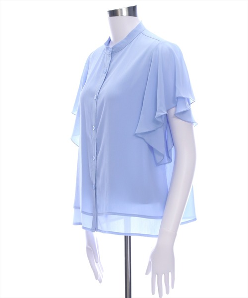 CLEAR BASIC（クリアベーシック）の「袖フリル半袖楊柳ブラウス[オフィスカジュアル 着回し抜群 大人]（シャツ/ブラウス・レディース・イエロー/サックスブルー/アイボリー/ブラック・F）」の8枚目の写真