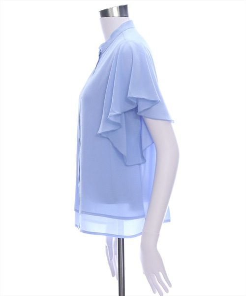 CLEAR BASIC（クリアベーシック）の「袖フリル半袖楊柳ブラウス[オフィスカジュアル 着回し抜群 大人]（シャツ/ブラウス・レディース・イエロー/サックスブルー/アイボリー/ブラック・F）」の9枚目の写真