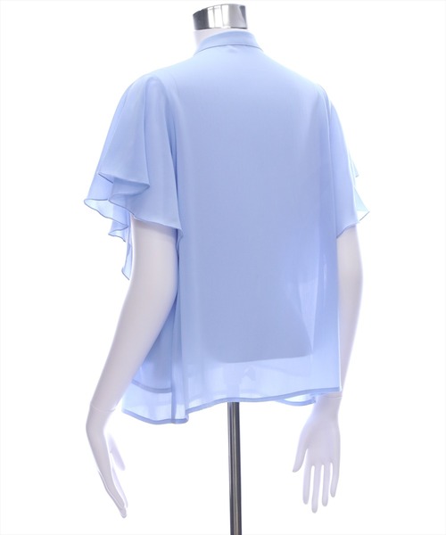 CLEAR BASIC（クリアベーシック）の「袖フリル半袖楊柳ブラウス[オフィスカジュアル 着回し抜群 大人]（シャツ/ブラウス・レディース・イエロー/サックスブルー/アイボリー/ブラック・F）」の10枚目の写真