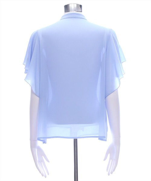 CLEAR BASIC（クリアベーシック）の「袖フリル半袖楊柳ブラウス[オフィスカジュアル 着回し抜群 大人]（シャツ/ブラウス・レディース・イエロー/サックスブルー/アイボリー/ブラック・F）」の11枚目の写真