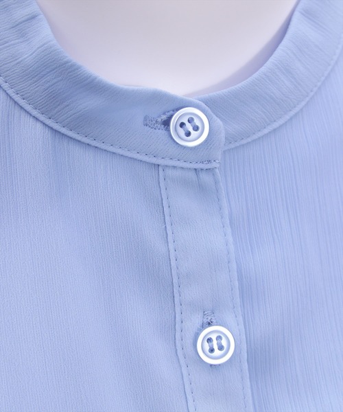 CLEAR BASIC（クリアベーシック）の「袖フリル半袖楊柳ブラウス[オフィスカジュアル 着回し抜群 大人]（シャツ/ブラウス・レディース・イエロー/サックスブルー/アイボリー/ブラック・F）」の13枚目の写真