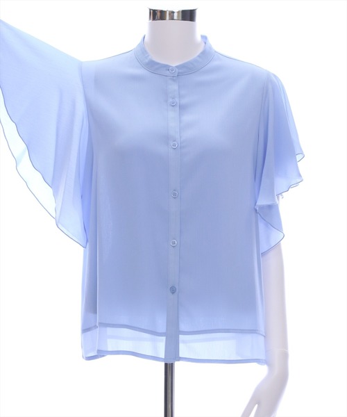 CLEAR BASIC（クリアベーシック）の「袖フリル半袖楊柳ブラウス[オフィスカジュアル 着回し抜群 大人]（シャツ/ブラウス・レディース・イエロー/サックスブルー/アイボリー/ブラック・F）」の15枚目の写真