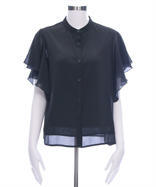 CLEAR BASIC（クリアベーシック）の「袖フリル半袖楊柳ブラウス[オフィスカジュアル 着回し抜群 大人]（シャツ/ブラウス・レディース・イエロー/サックスブルー/アイボリー/ブラック・F）」の16枚目の写真