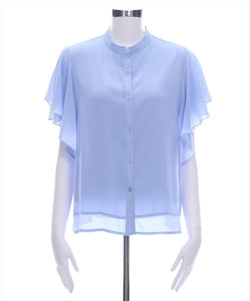 CLEAR BASIC（クリアベーシック）の「袖フリル半袖楊柳ブラウス[オフィスカジュアル 着回し抜群 大人]（シャツ/ブラウス・レディース・イエロー/サックスブルー/アイボリー/ブラック・F）」の19枚目の写真