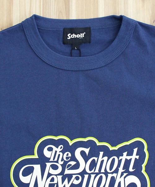 schott（ショット）の「T-SHIRT CURSIVE SCRIPT（Tシャツ/カットソー・メンズ・ネイビー/ベージュ/ホワイト・L/XL/XXL/M）」の14枚目の写真
