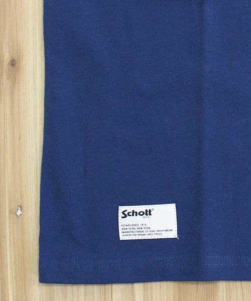 schott（ショット）の「T-SHIRT CURSIVE SCRIPT（Tシャツ/カットソー・メンズ・ネイビー/ベージュ/ホワイト・L/XL/XXL/M）」の17枚目の写真