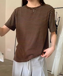 ボーダー柄ルーズフィットTシャツ (SS)