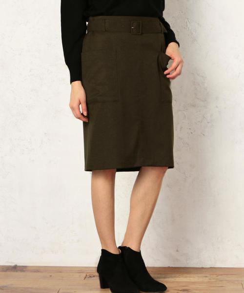 green label relaxing（グリーンレーベルリラクシング）の「CB TR STRC TT BELT スカート◆（スカート・レディース・オリーブ/ネイビー・38/40）」の2枚目の写真