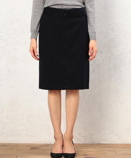 green label relaxing（グリーンレーベルリラクシング）の「CB TR STRC TT BELT スカート◆（スカート・レディース・オリーブ/ネイビー・38/40）」の4枚目の写真