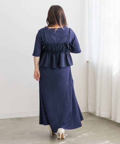 CLETTE(クレット)の「フリルビスチェセットワンピース(ワンピース・レディース・チャコールグレー/ネイビー/ブラック・LL/3L/4L)」の18枚目の写真