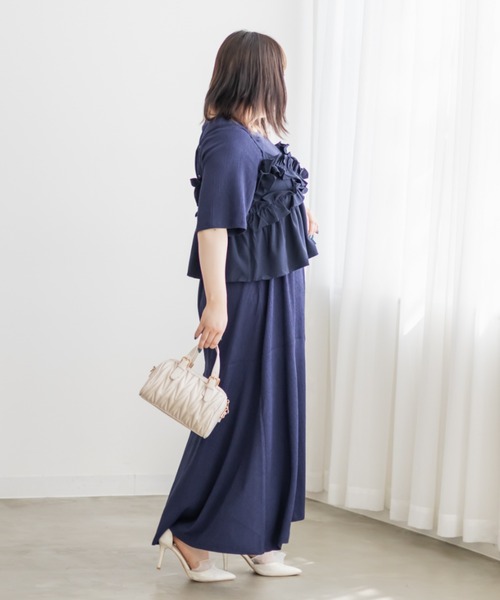 CLETTE(クレット)の「フリルビスチェセットワンピース(ワンピース・レディース・チャコールグレー/ネイビー/ブラック・LL/3L/4L)」の17枚目の写真