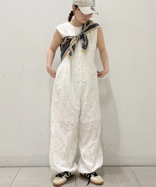 セール】SLEEVELESS JACQUARD COMBINAISON（つなぎ/オールインワン