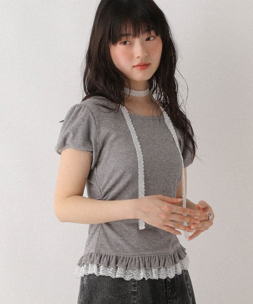 セール】タイ付きレースカットTEE 578283（Tシャツ/カットソー