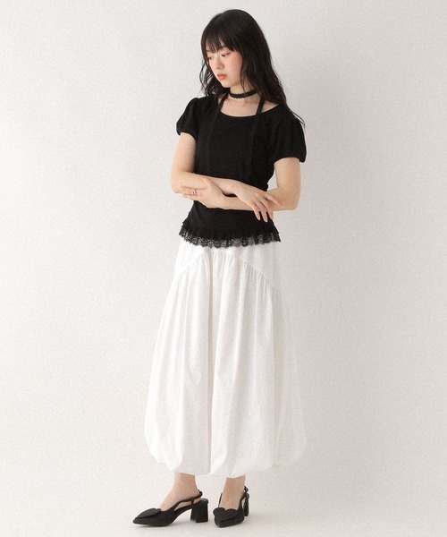 Heather（ヘザー）の「タイ付きレースカットTEE　578283（Tシャツ/カットソー・レディース・ブラック/グレー/オフホワイト・FREE）」の13枚目の写真